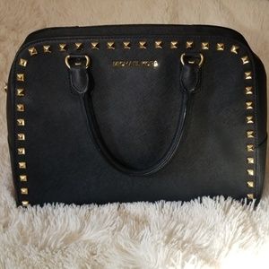 Michael Kors studded black and gold handbag